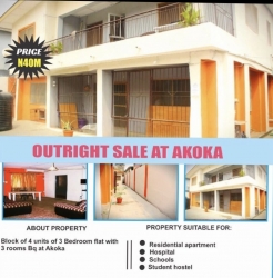 For Sale:: A Block Of 4 Unit Of 3 Bedroom Flat With 3 Rooms Bq, Blocks of Flats for Sale Yaba Lagos Vetra  Property