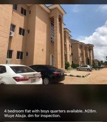 Tastefully Finished 4bedroom Flat With B/q In Blocks Of Flat For Sale In Wuye.  4 bedroom Flat for Sale Wuye Abuja Vetra  Property