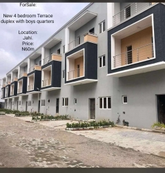 Newlybuilt And Tastefully Finished Terrace 4bedroom Duplex With B/q For Sale In Jahi.  4 bedroom Terraced Duplex for Sale Jahi Abuja Vetra  Property