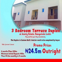 3 Bedroom Terrace Duplex For Sale At Amity Estate, Sangotedo Lekki. Terraced Bungalow for Sale Ajah Lagos Vetra  Property