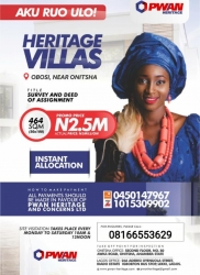 Mgbuka Obosi Market Heritage Villas, Obosi, Near Onitsha 1 Plot of Land for Sale Anambra Anambra Vetra  Property