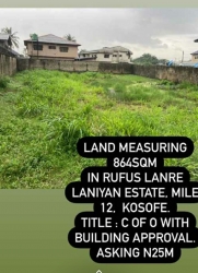 864sqm Of Land For Sale  864 Meter Square of Land for Sale Kosofe Ikosi Lagos Vetra  Property