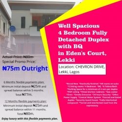 (eden Court) Newly Built 4 Bedrooms Fully Detached Duplex With Bq 4 bedroom Detached Duplex for Sale Lekki Lagos Vetra  Property