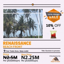 Renaissance Beach Front 600 Meter Square of Land for Sale Ibeju Lekki Lagos Vetra  Property