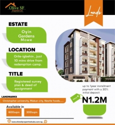 Land For At Oyin Gardeens Land for Sale Obafemi Owode Ogun Vetra  Property