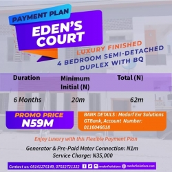 Luxury Finished 4 Bedroom Semi Detached Duplex With Bq In Eden's Court, Lekki* Flat for Sale Lekki Lagos Vetra  Property