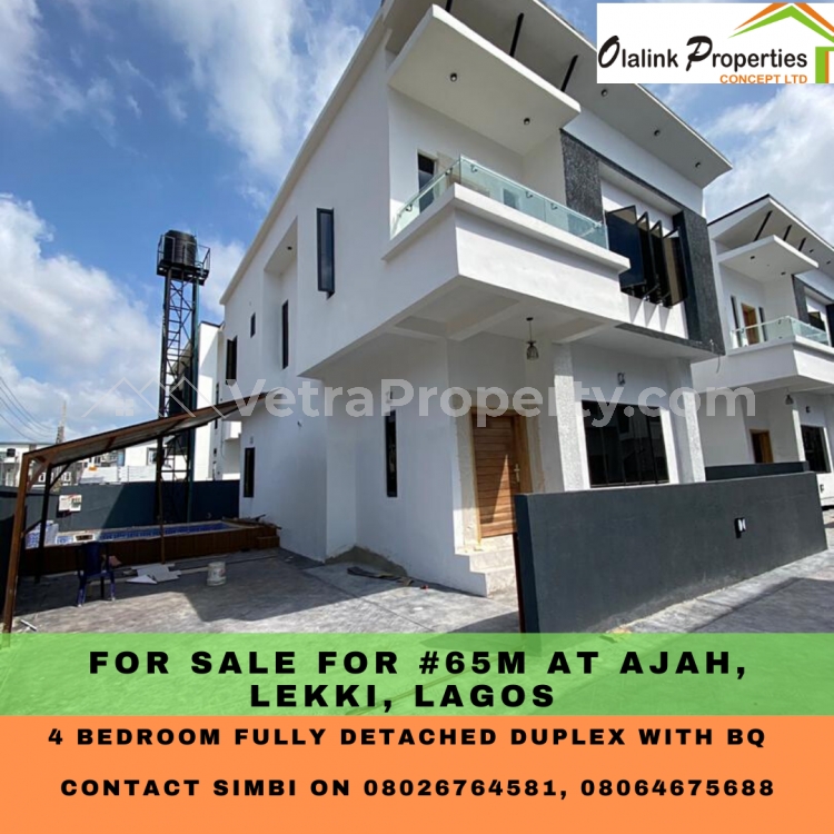  Newly Finished 4 Bedroom Fully Detached Duplex With Boys Quarter  Detached Duplex for Sale Ajah Lagos Vetra  Property