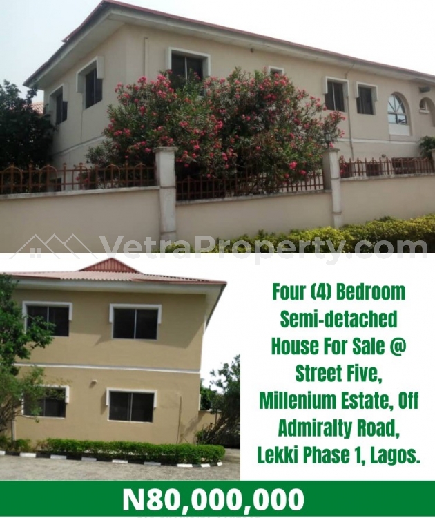  Newly Built Luxury Corner Piece 4 Bedroom Fully Finished Semi-detached Duplex With Air Conditioning , Fully Fitted Kitchen And 2 Rooms Bq  4 bedroom Semi-Detached Duplex for Sale Lekki Lagos Vetra  Property