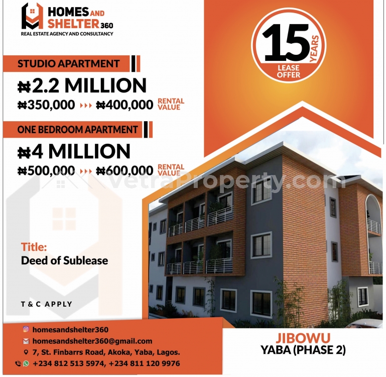  One Bedroom Apartment For 15years Longlease , Own And Get Paid Rental Income For The Next 15years  Flat for Rent Yaba Lagos Vetra  Property