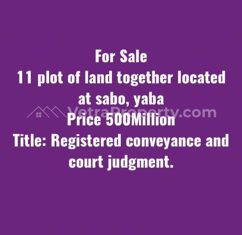  For Sale 11 Plot Of Land Together Located At Sabo, Yaba  Land for Sale Yaba Lagos Vetra  Property