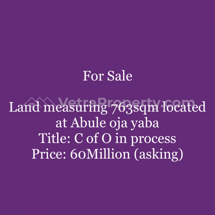  Land Measuring 763sqm  763 Meter Square of Land for Sale Yaba Lagos Vetra  Property