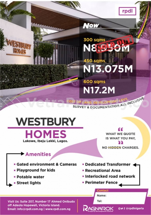  Westbury Homes Bogije  Land for Sale Ibeju Lekki Lagos Vetra  Property