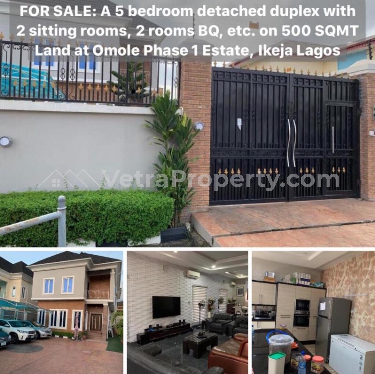  5 Bedroom Fully Detached Duplex Available At Omole Phase 1  5 bedroom Detached Duplex for Sale Ikeja Lagos Vetra  Property