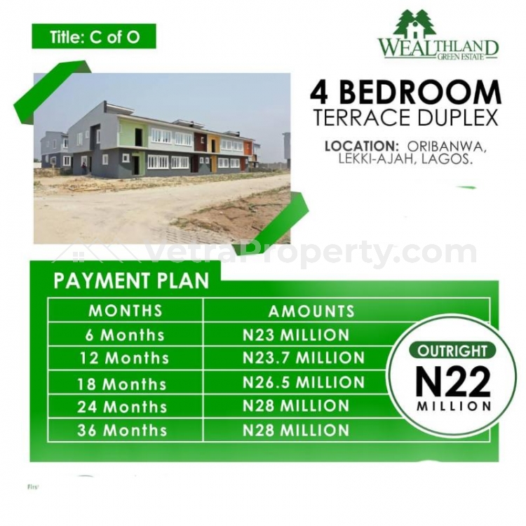  4bedroom Terrace Duplex With Bq For Sale In Wealthland Green Estate Lagos  4 bedroom Terraced Duplex for Sale Ajah Lagos Vetra  Property
