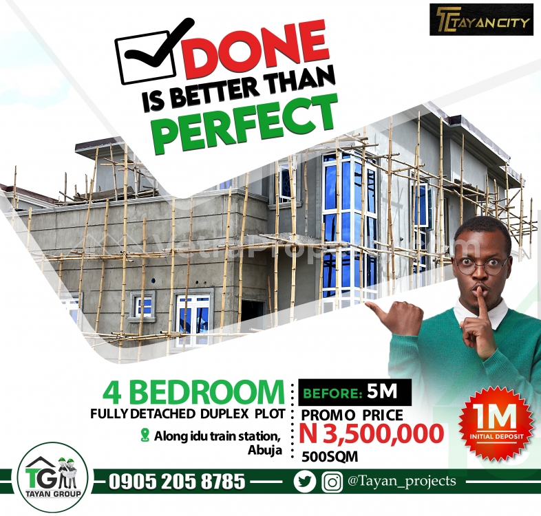  4 Bedroom Fully Detached Duplex Plot  Land for Sale Idu Abuja Vetra  Property