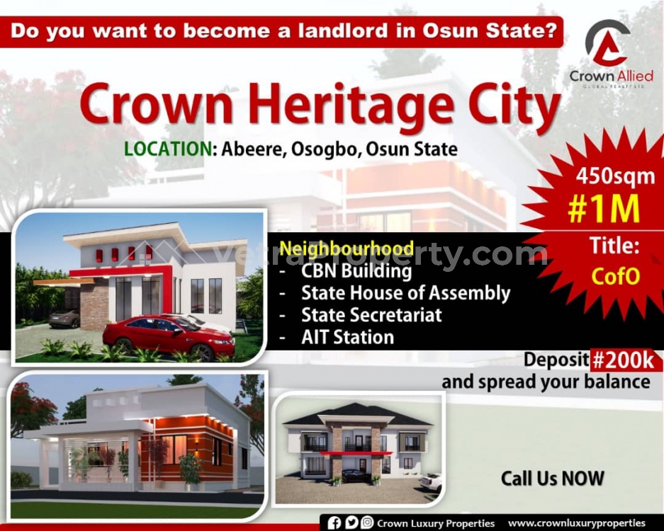  Serviced Plot Osogbo C Of O Crown Heritage City  Land for Sale Ede North Osun Vetra  Property