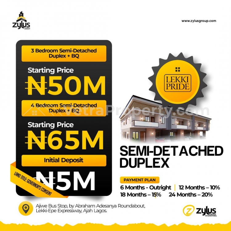  Lekki Pride Estate Consist Of 1, 2, And 3 Bedroom Apartments. Terraces, Semi Detached Duplexes  3 bedroom Detached Bungalow for Sale Ajah Lagos Vetra  Property
