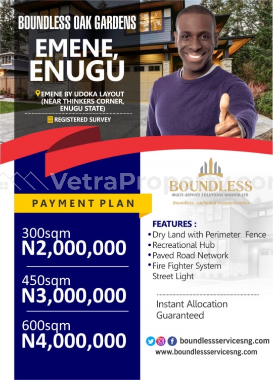  Plots Of Land At Boundless Oak Gardens Emene Enugu  Land for Sale Enugu Enugu Vetra  Property