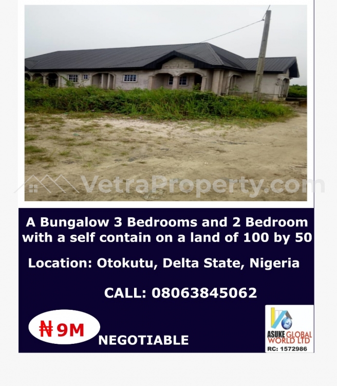  A Bungalow Of 3,bedroom And 2 Bedroom With A Self Contain  House for Sale Warri Delta Vetra  Property