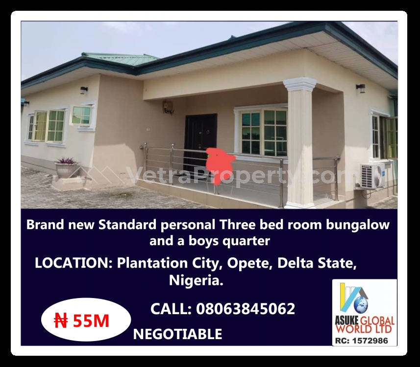  Brand New Standard 3 Bedroom Bungalow And A Boys Quarters  3 bedroom Detached Bungalow for Sale Warri Delta Vetra  Property