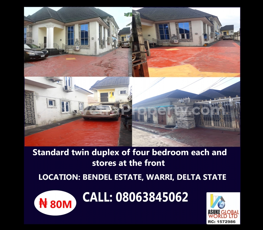  Standard Twin Duplex Of 4 Bedroom Each And Stores At The Front  4 bedroom House for Sale Warri Delta Vetra  Property