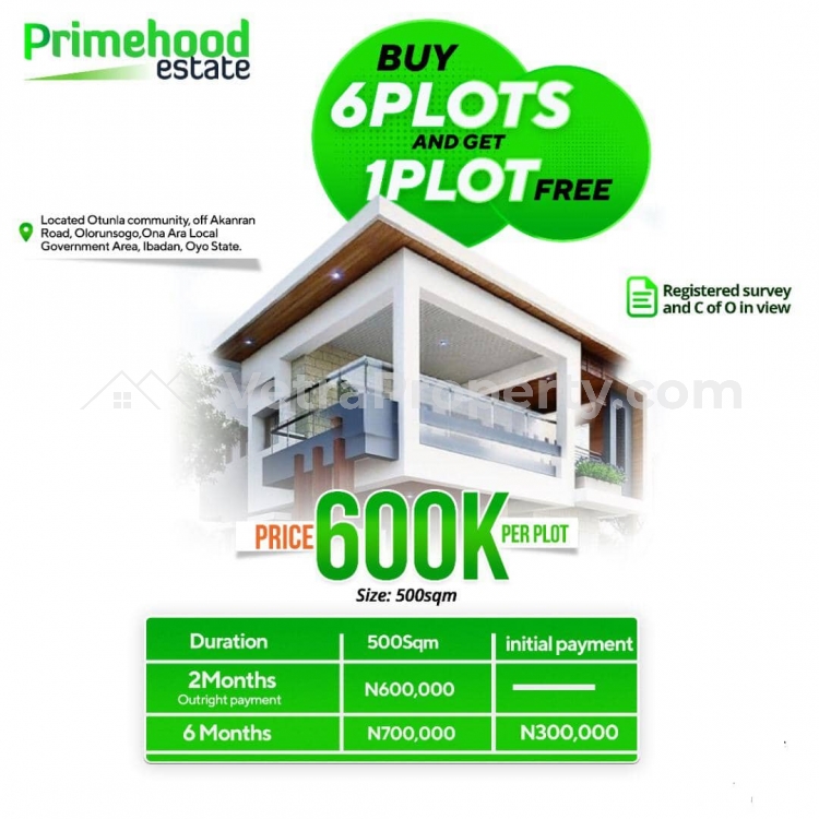  Land. Ibadan Best Deal.  500 Meter Square of Land for Sale Ibadan Oyo Vetra  Property