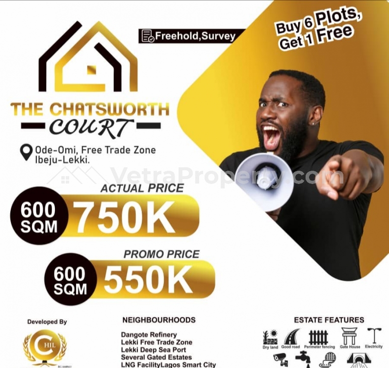  Land. Best Deal Around Ode-omi.  600 Meter Square of Land for Sale Ibeju Lekki Lagos Vetra  Property