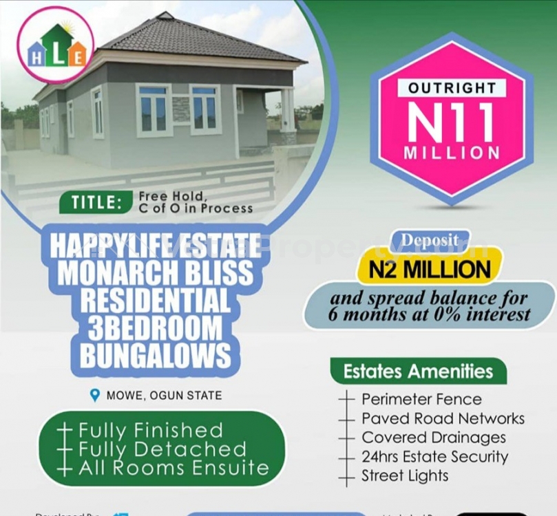  Newly Built 3bedroom Fully-detached Bungalow  3 bedroom Detached Bungalow for Sale Arepo Ogun Vetra  Property