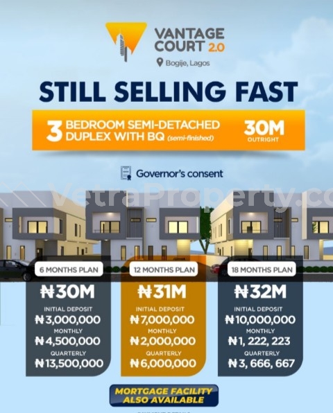  3bedroom Semi-detached Duplex.  3 bedroom Semi-Detached Duplex for Sale Lekki Lagos Vetra  Property