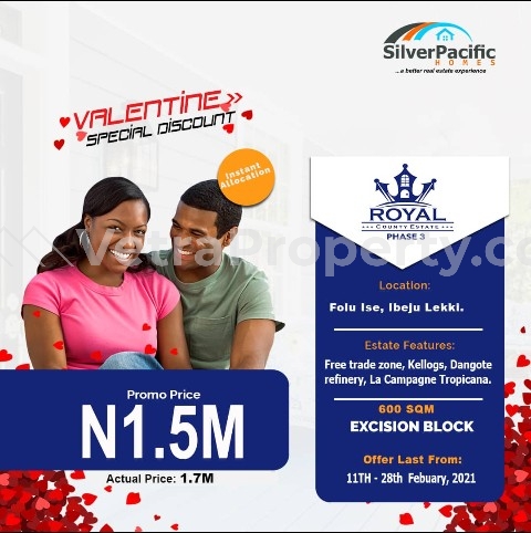  Royal County Estate Phase 3. Secure It At 41% Discount Before It's Expires!  Land for Sale Ibeju Lekki Lagos Vetra  Property