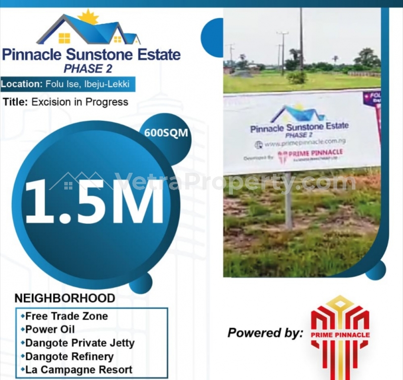  Pinnacle Sunstone Estate..  Land for Sale Ibeju Lekki Lagos Vetra  Property