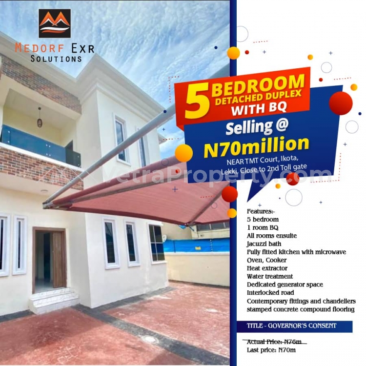  5 Bedroom Fully Detached Duplex With Bq For Sale At Ikota  5 bedroom House for Sale Lekki Lagos Vetra  Property