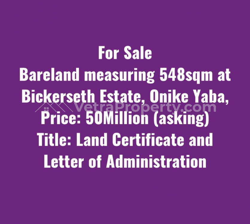 Bare land measuring 548sqm  Land for Sale Yaba Lagos Vetra  Property