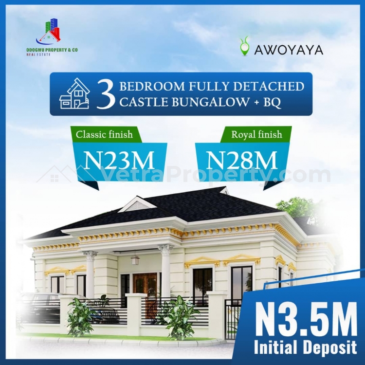  3 bedroom fully detached castle bungalow with bq  3 bedroom House for Sale Ajah Lagos Vetra  Property