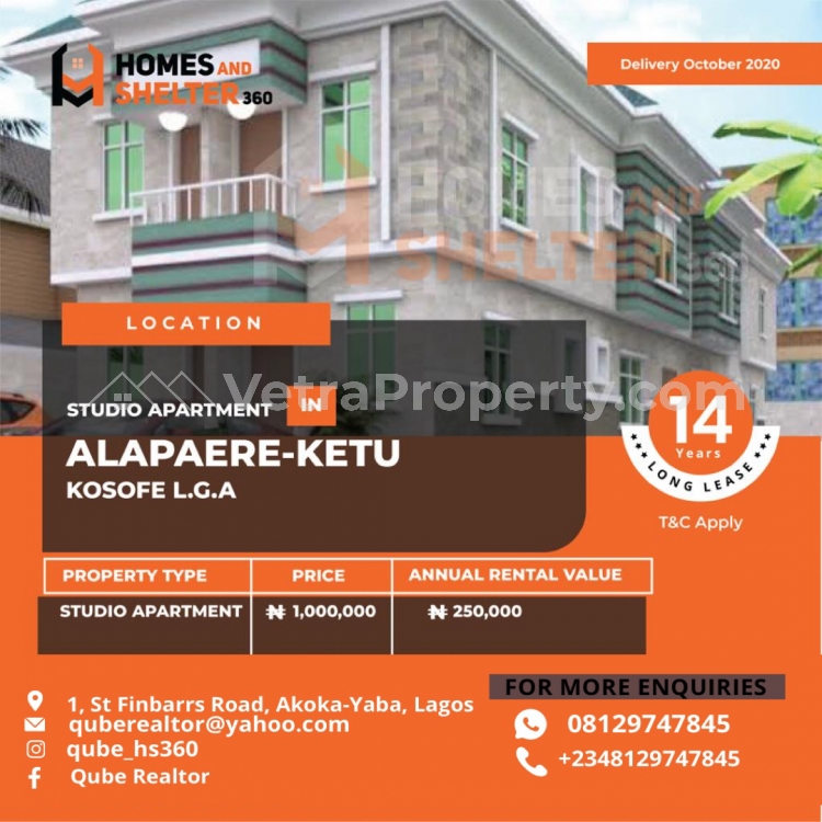  OWN A UNIT OF APARTMENT WITH EASE FOR 14YEARS AND EARN A RENTAL RETURN  Flat for Sale Ketu Lagos Vetra  Property