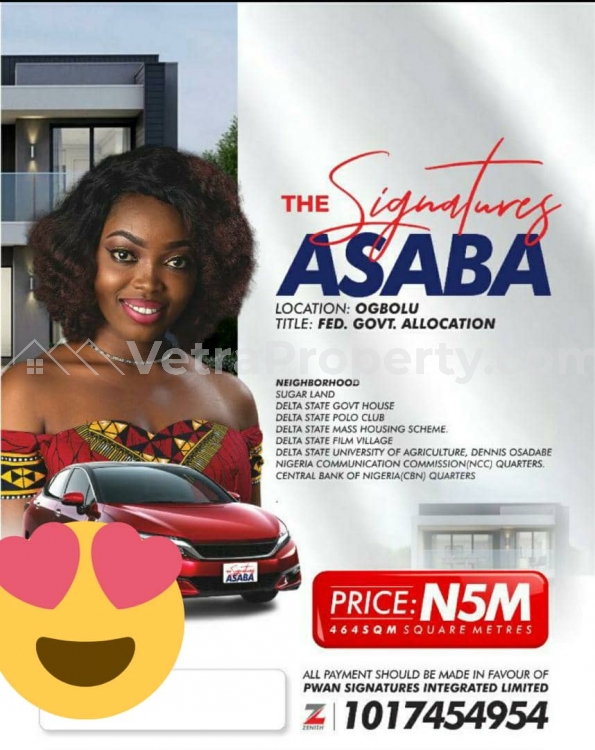  The SIGNATURES ESTATE, Asaba along Anwai road Buy 5Plots and Get a Camery Car  Land for Sale Asaba Delta Vetra  Property