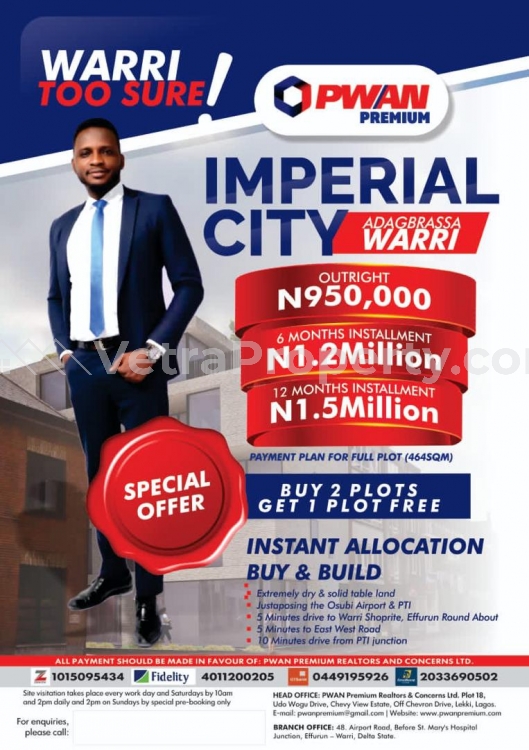  Land in Warri (IMPERIAL CITY ESTATE ) Selling  Land for Sale Warri Delta Vetra  Property