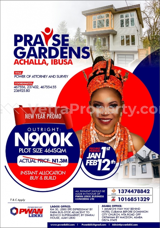  New Year Promo..Plot of Land in Praise Gardens Asaba ACHALLA-IBUSA  Land for Sale Asaba Delta Vetra  Property