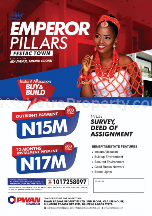  Promo Price still selling @ 10m The Emperor Pillars FESTAC Town is selling Plots of Land N10m Per Plot  Land for Sale  Lagos Vetra  Property