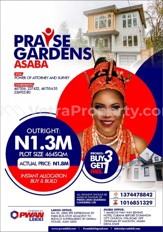  Invest in a Plot of Land in Asaba Praise Gardens Estate selling @ 900k Buy 3Plots and Get 1free  Land for Sale Oshimili North Delta Vetra  Property