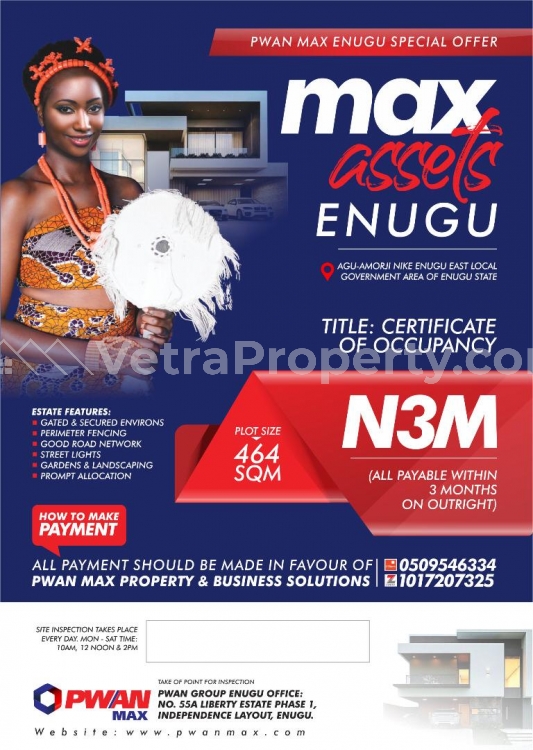  MAX ASSETS ESTATE ENUGU SELLING PLOTS OF LAND  Land for Sale Enugu Enugu Vetra  Property