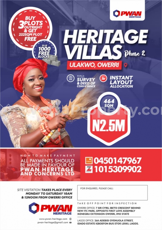  HERITAGE VILLAS ESTATE,ULAKWO OWERRI NORTH LGA, IMO STATE.*  Land for Sale Ideato North Imo Vetra  Property