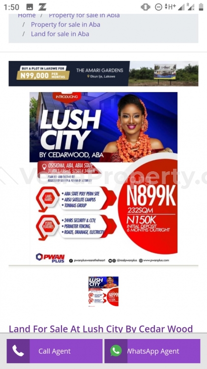  Land in Aba LUSH CITY ESTATE,BY CEDARWOOD ABA  Land for Sale Aba Abia Vetra  Property