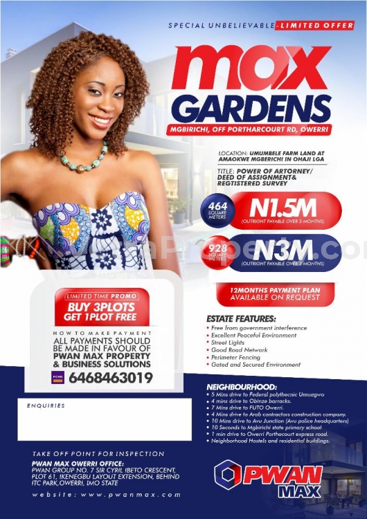  Land in Porthacourt (Max Gardens Estate,Mgbirichi  Land for Sale Port Harcourt Rivers Vetra  Property