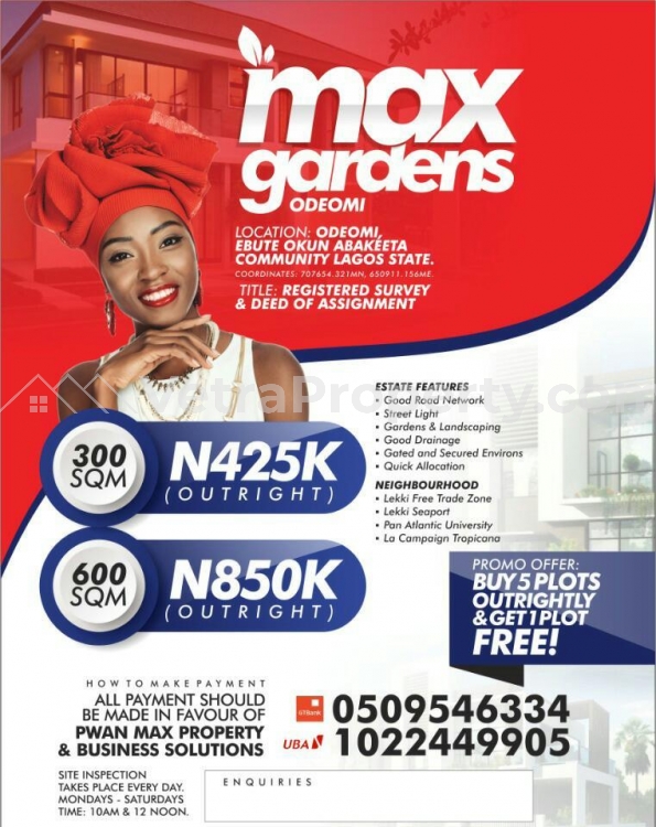  Land in Ibeju Lekki (Buy 5 Plots Outrightly And Get 1 Plot Free.)  Land for Sale Ibeju Lekki Lagos Vetra  Property