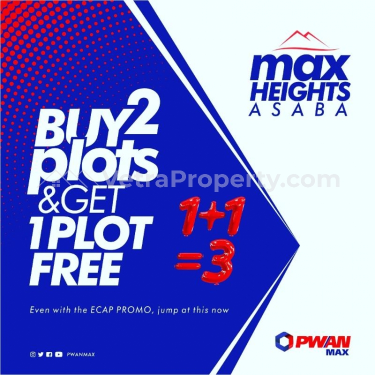  LAND IN ASABA MAX HEIGHT ESTATE (BUY 2 PLOTS, GET 1FREE)  Land for Sale Asaba Delta Vetra  Property