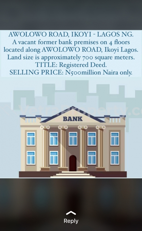  Former bank premises on 4floors with Registered deed  House for Sale Ikoyi Lagos Vetra  Property
