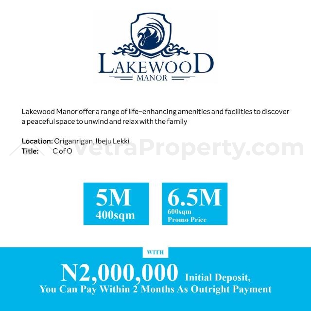  Land with C of O inside Lakewood Manor Estate  Land for Sale Ibeju Lekki Lagos Vetra  Property