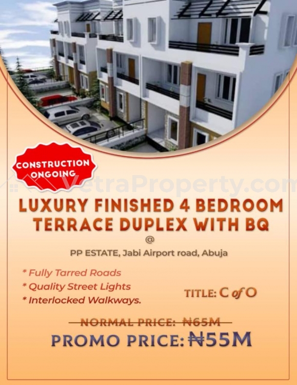  Luxury 4bdrm Terrace Duplex with Bq  4 bedroom House for Sale Jabi Abuja Vetra  Property