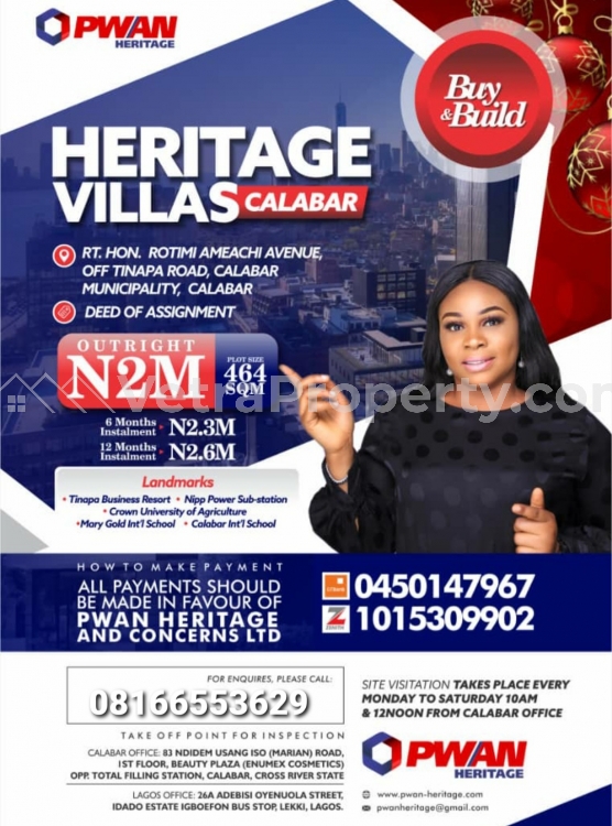  HERITAGE VILLAS ESTATE CALABAR  Land for Sale Calabar Cross River Vetra  Property